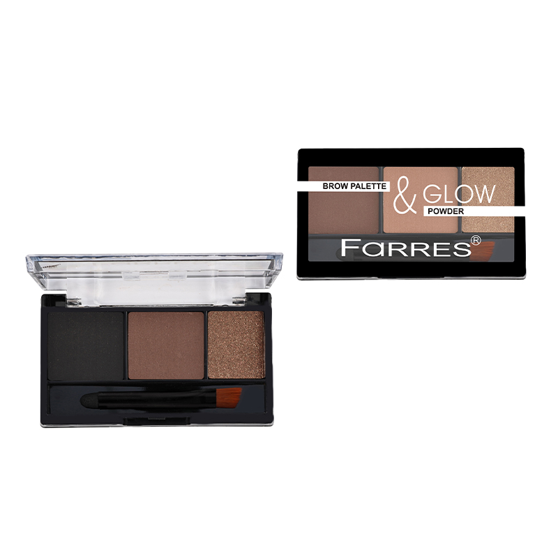 Brow Palette & Glow Powder, тройная палетка для бровей и сияния
