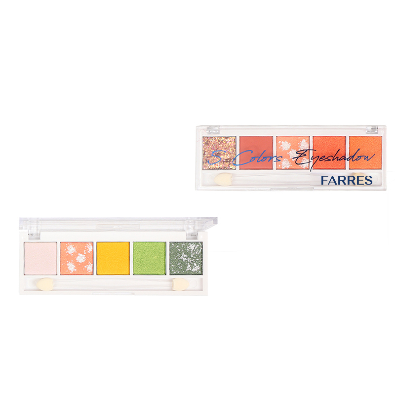 5 Colors Eyeshadow яркая палетка теней с глиттером